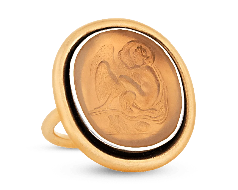 Ladies Luxury Rings -Leda and the Swan Intaglio Ring, 18th Century