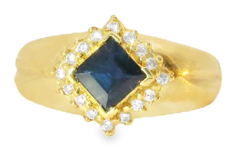 Ladies Friendship Rings -Beautiful Estate 14K Yellow Gold Sapphire Diamond Band Ring