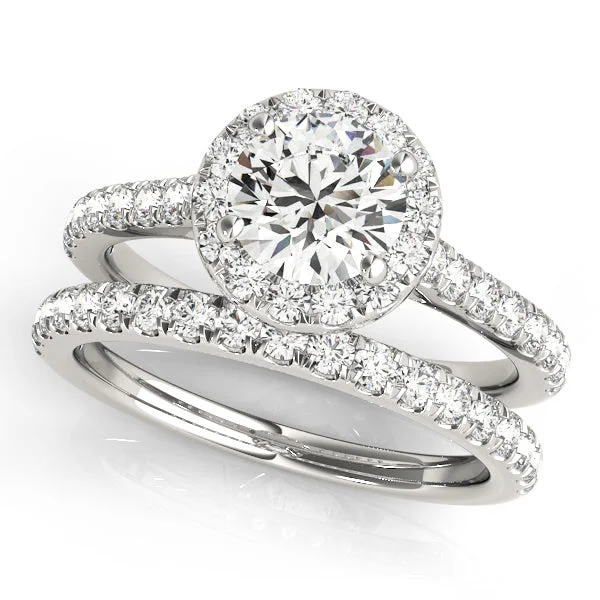 Ladies Engagement Rings with Euclase Glow-14k Halo Engagement Ring Set