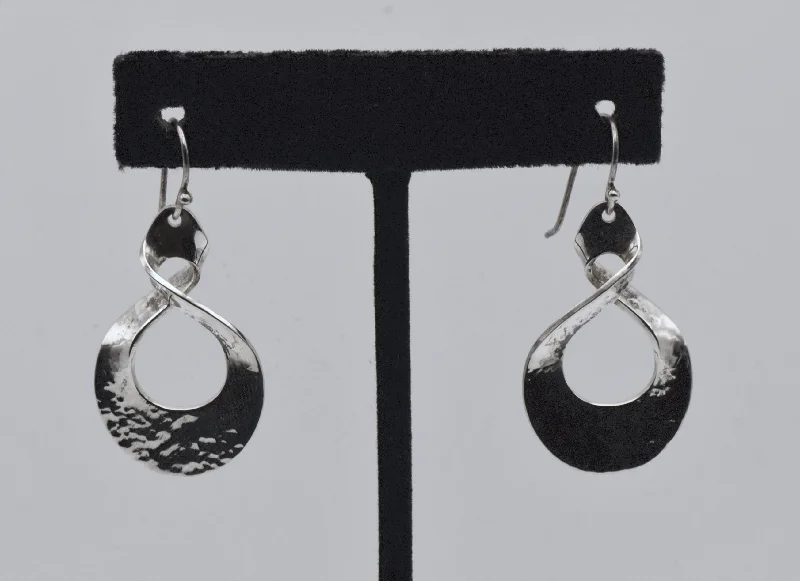 Ladies Earrings Hot Style-Vintage Sterling Silver Hammered Texture Dangle Twist Earrings