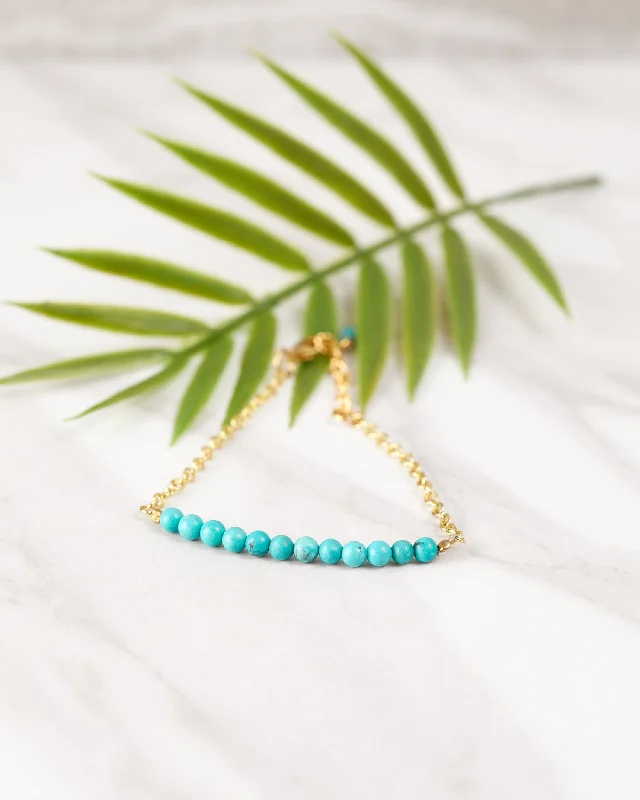 Ladies Nighttime Bracelets -Turquoise and Gold Station Bracelet