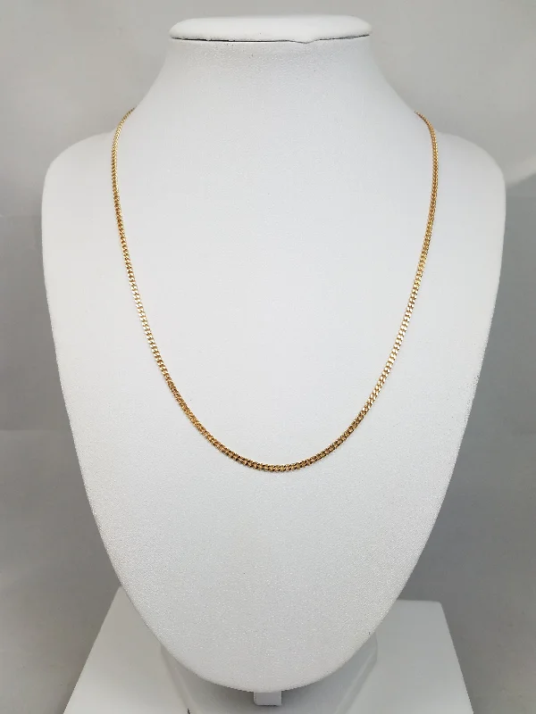 Ladies Necklaces with Night Obsidian-Petite 14k Yellow Gold Solid Curb Link 18" Necklace