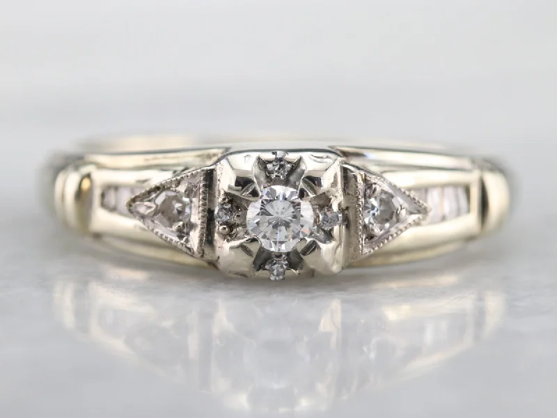 Ladies Engagement Rings Twisted Shine-White Gold Diamond Engagement Ring