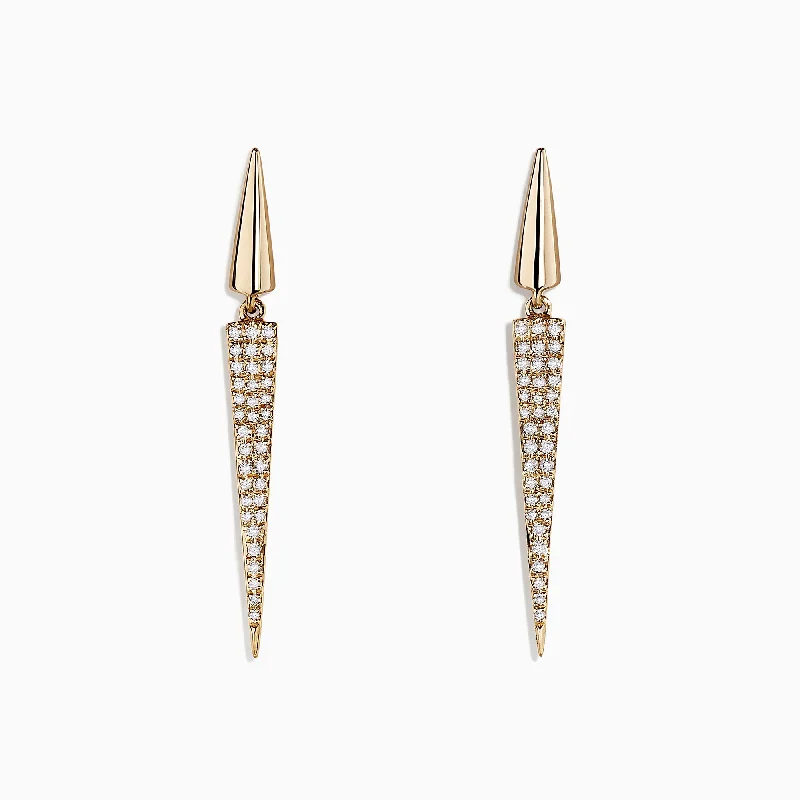 Ladies Earrings with Striped Agate-D'Oro 14K Yellow Gold Geometric Drop Earrings, 0.28 TCW