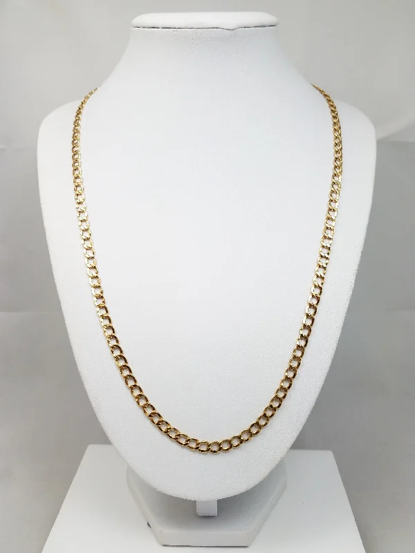 Ladies Necklaces for Daily Glam-New! Sturdy 22" 10k Hollow Yellow Gold Curb Link Chain Necklace