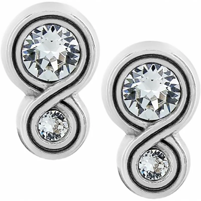 Ladies Earrings with Lock Shine-Brighton : Infinity Sparkle Post Earrings in Silver