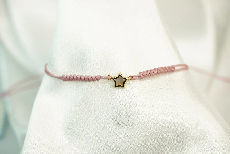 Ladies Square Edge Bracelets -14k Star Adjustable Bracelet