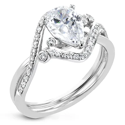 Ladies Engagement Rings Thin Glow-Pear-Cut Criss-Cross Engagement Ring In 18k Gold With Diamonds LR2113-PR