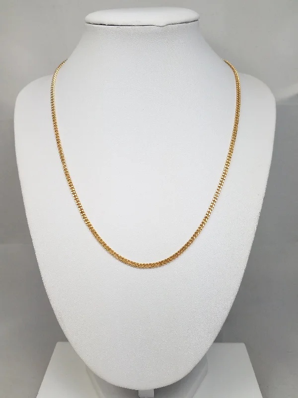 Ladies Necklaces with Purple Stichtite-Sleek 18" Solid 14k Yellow Gold Curb Link Chain Necklace