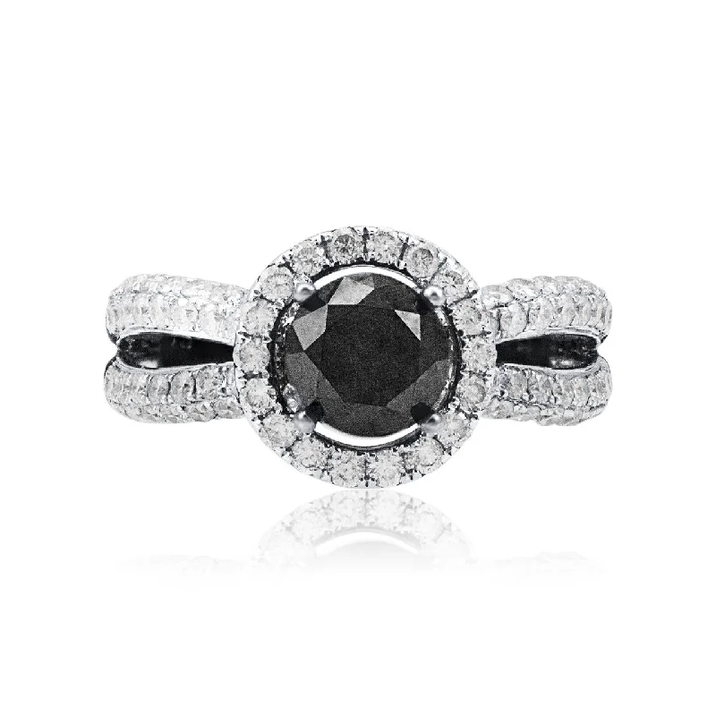 Ladies Engagement Rings Globe Spark-10k Black Gold 3.05ct Black Diamond Engagement Ring