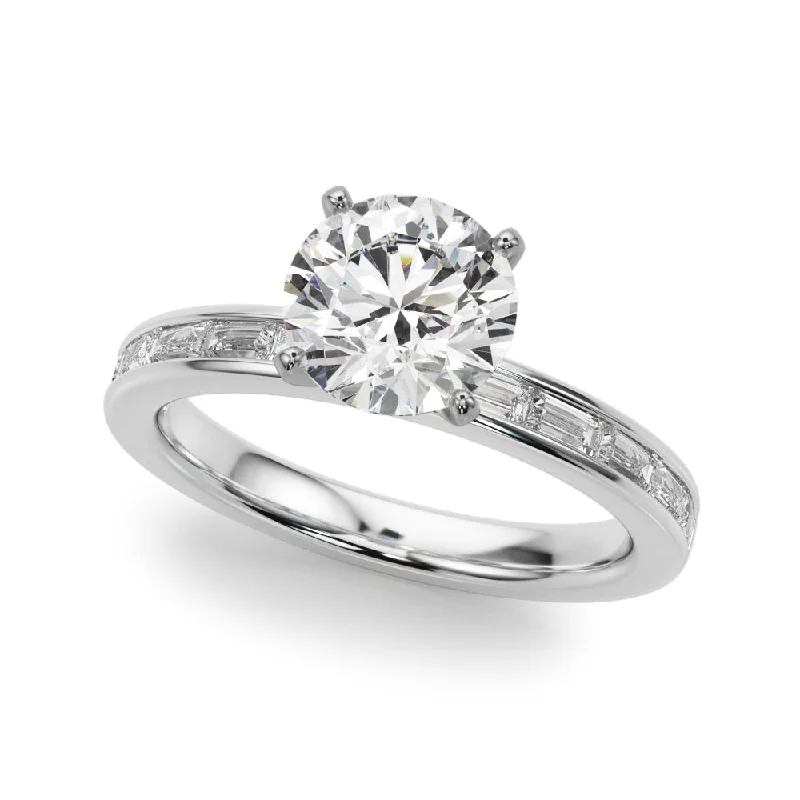 Ladies Engagement Rings Minimal Glow-14K Engagement Ring Channel Set Baguette Diamonds