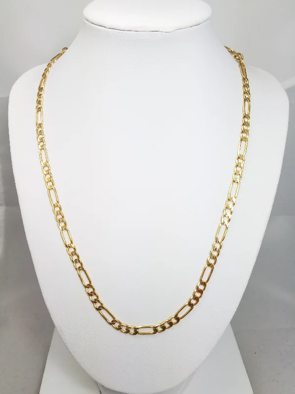 Ladies Necklaces for Daily Glam-Impressive 14k Yellow Gold Solid Figaro Link 20" Necklace