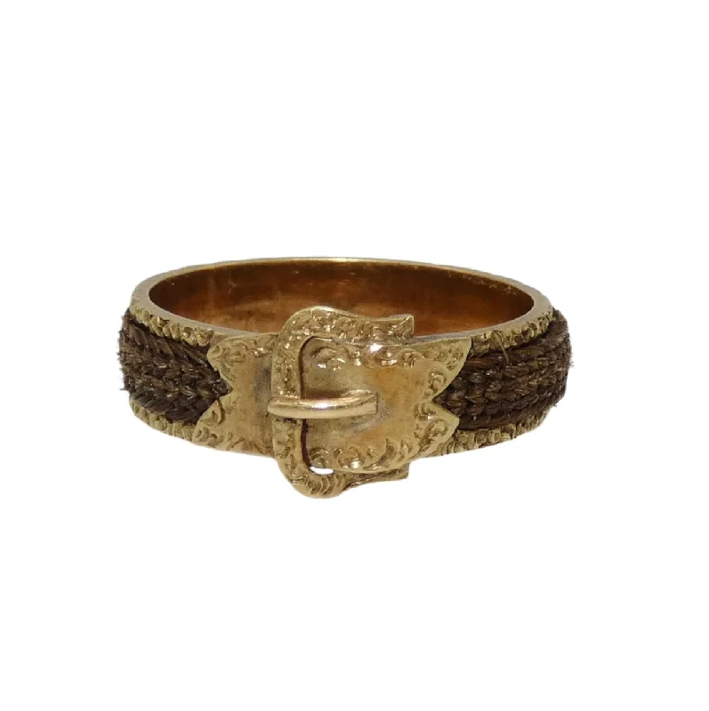 Ladies Flower Rings -Mourning Belt Buckle 9K Gold Ring