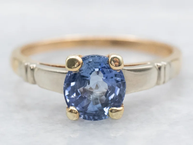 Ladies Engagement Rings Organic Glow-Retro Era Ceylon Sapphire Engagement Ring