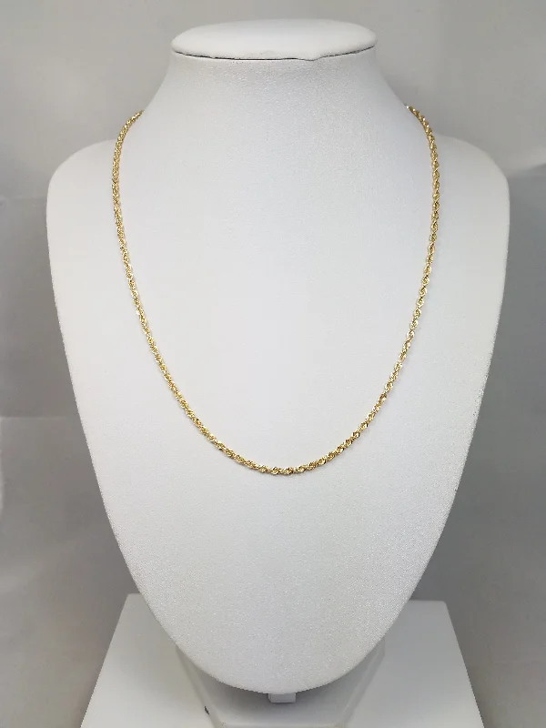 Ladies Necklaces with Cloud Drop-Solid 14k Yellow Gold Diamond Cut Rope Chain 18" Necklace - NEW!