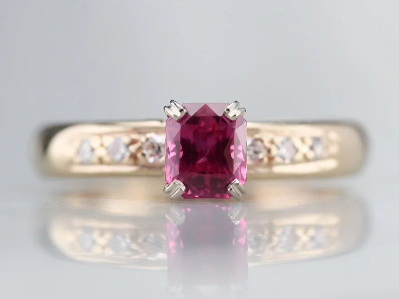 Ladies Engagement Rings Wide Glow-Ruby and Diamond Engagement Ring