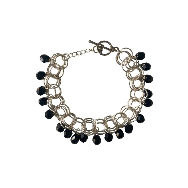 Ladies Ceramic Tile Bracelets -The Donna Bracelet in Jet Black