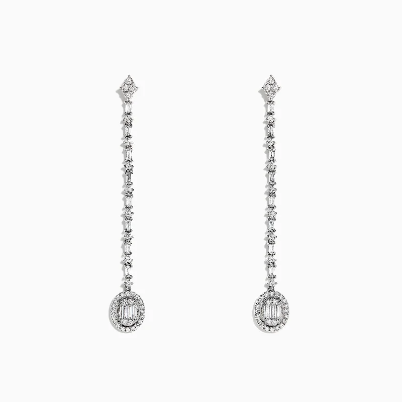 Ladies Earrings with Feather Glow-Classique 14K White Gold Diamond Drop Earrings, 0.72 TCW