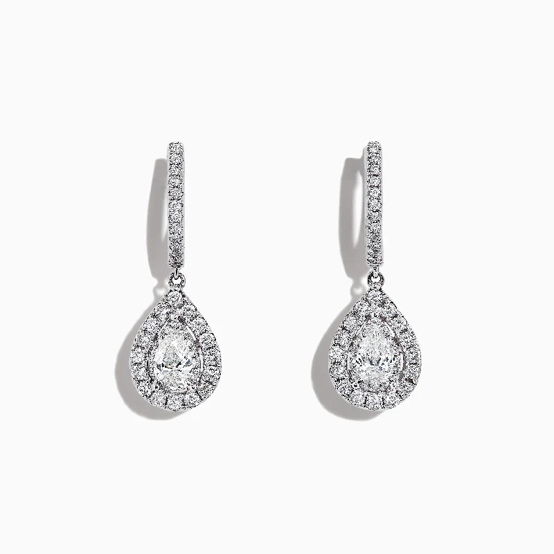 Ladies Earrings for Bestie Spark-Pave Classica 14K Gold Diamond Pear Shaped Drop Earrings, 0.77 TCW