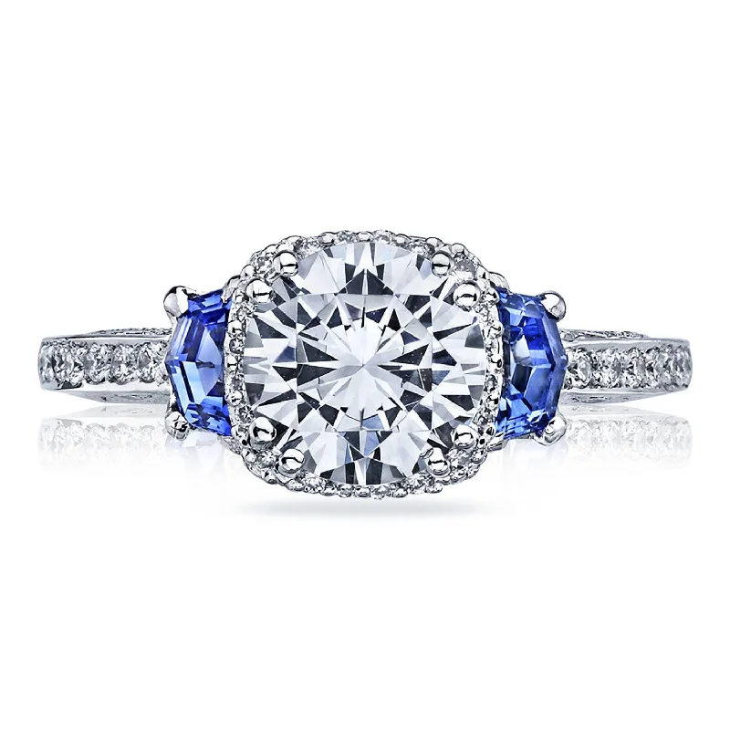 Ladies Engagement Rings with Andalusite Shine-Dantela | Round with Cushion Bloom 3-Stone Engagement Ring 2628RDSP