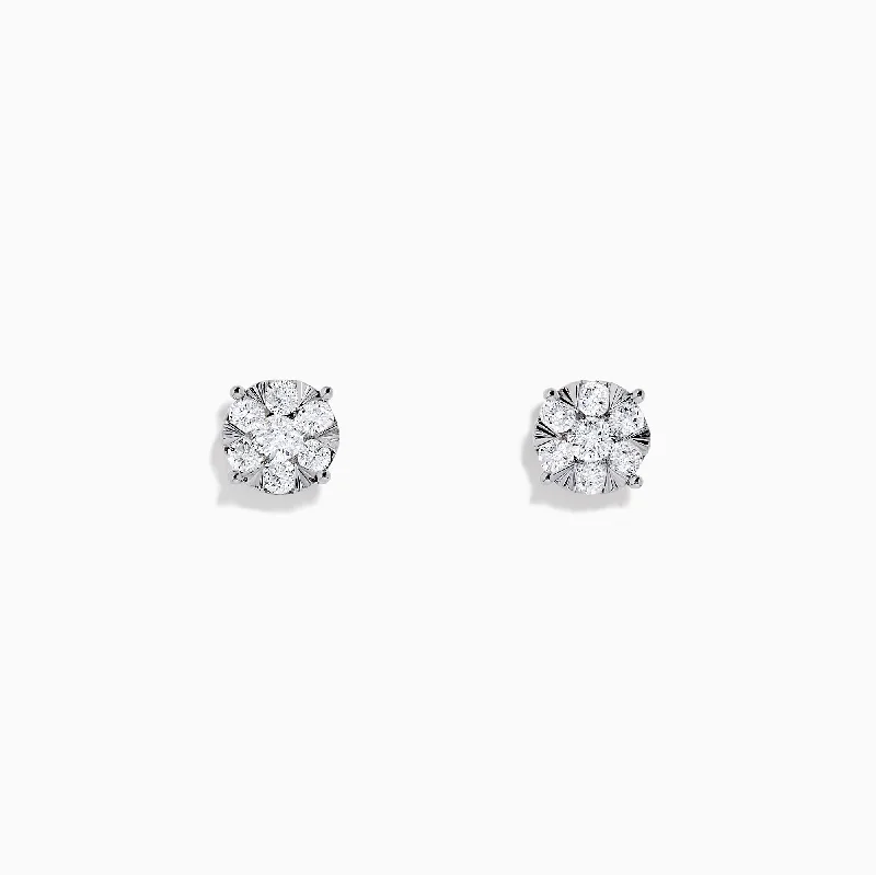 Ladies Earrings Always Glow-Bouquet 14K White Gold Diamond Cluster Earrings, 0.52 TCW