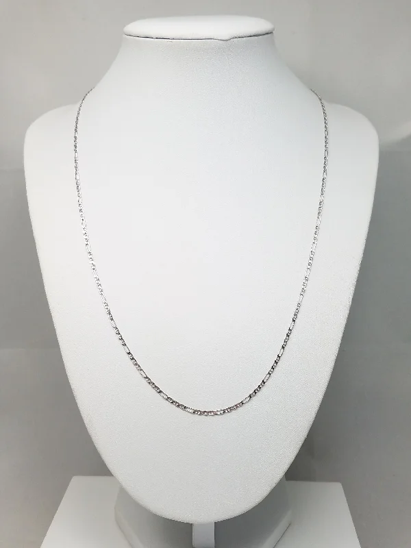 Ladies Necklaces with Hex Charm-Cool 20" Solid 18k White Gold Figarucci Link Chain Necklace Italy