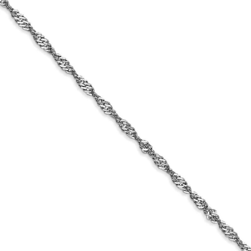 Ladies Daily Wear Bracelets -1.9mm 14k White Gold Diamond Cut Singapore Chain Bracelet & Anklet