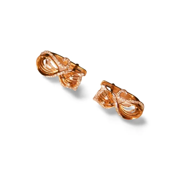 Ladies Earrings with Bead Shine-Unique 14K Pink Rose Gold Diamond Cats Huggie Earrings