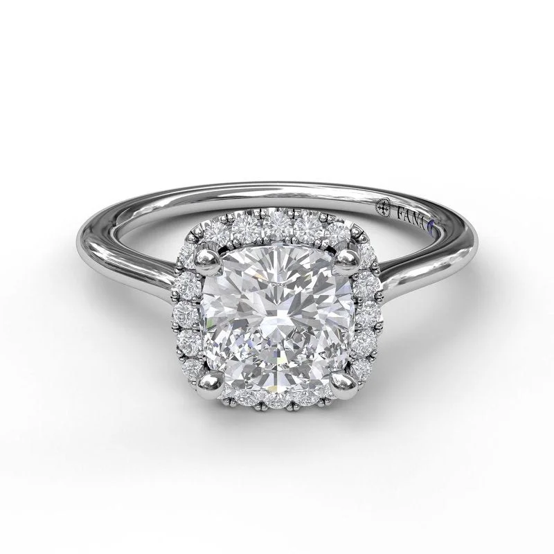 Ladies Engagement Rings Two Shine-Classic Cushion Halo Engagement Ring S3044