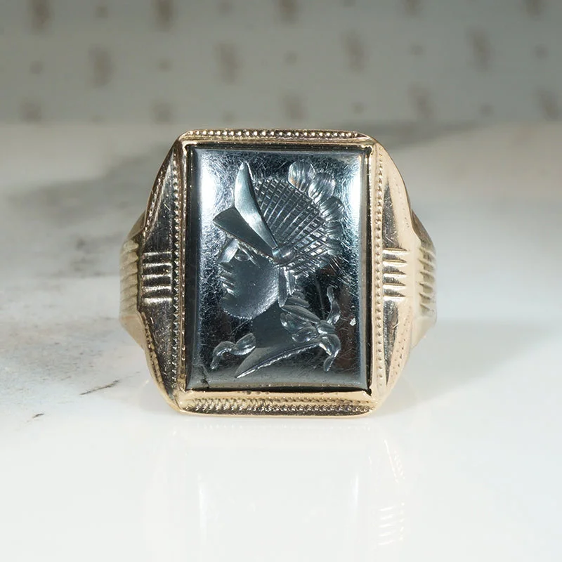 Ladies Triangle Rings -Otsby & Barton Roman Soldier Hematite Intaglio Ring