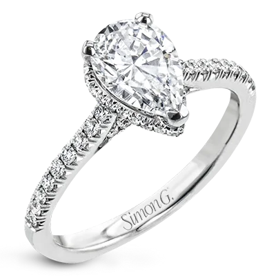 Ladies Engagement Rings Antique Spark-Pear-Cut Hidden Halo Engagement Ring In 18k Gold With Diamonds LR2342