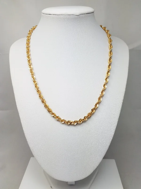 Ladies Necklaces in Bright Gold-New! 18" 10k Yellow Gold Hollow Rope Chain Necklace