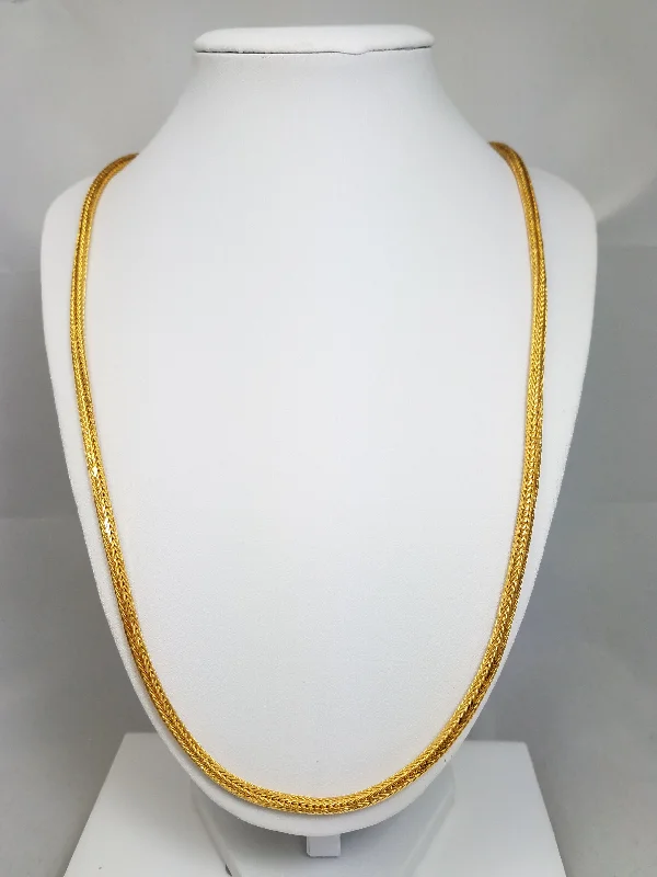 Ladies Necklaces for Music Glow-Handmade Solid 22k Yellow Gold Round Fancy Link 25" Chain Necklace