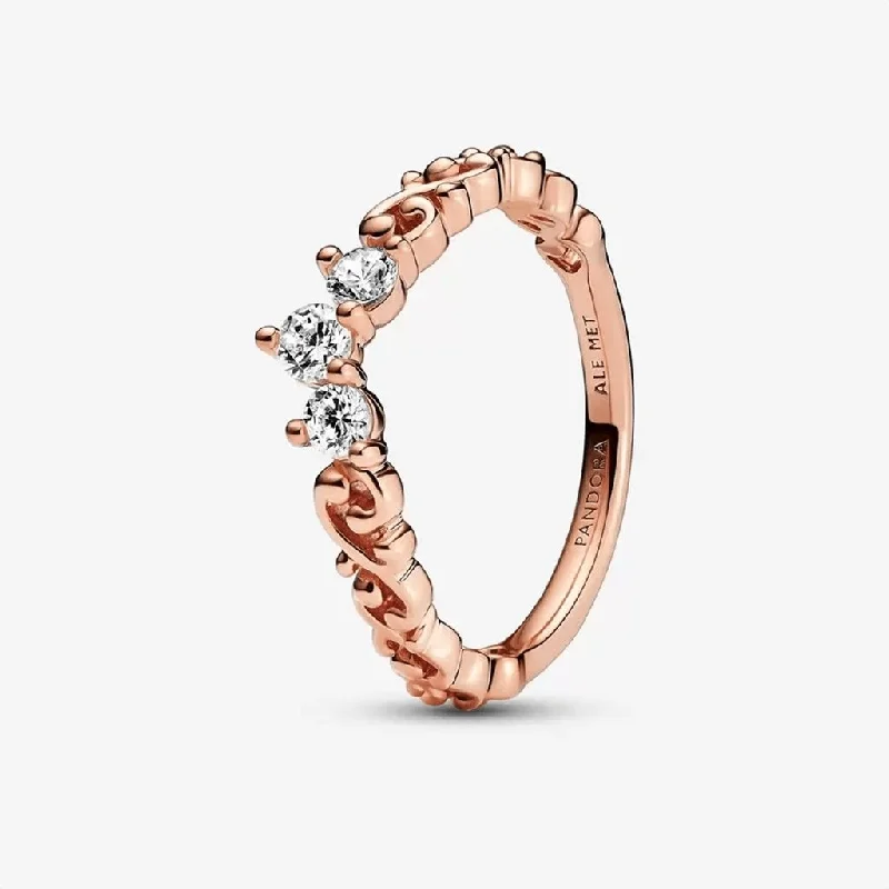 Ladies Twisted Rings -PANDORA : Regal Swirl Tiara Ring - Rose Gold Plated