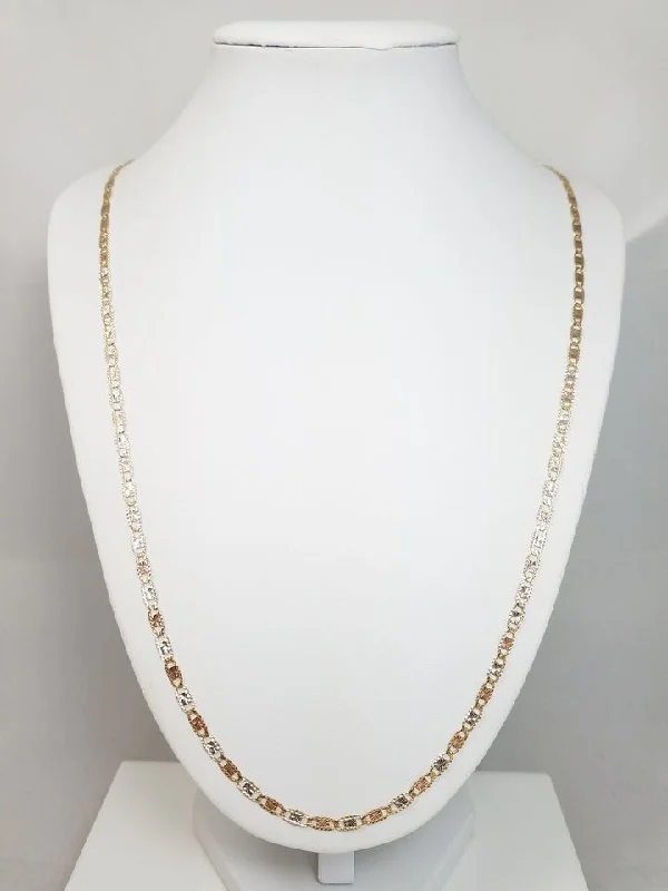 Ladies Necklaces for Design Spark-Dazzling 24.5" 14k Tri Color Gold Diamond Cut Fancy Link Chain Necklace