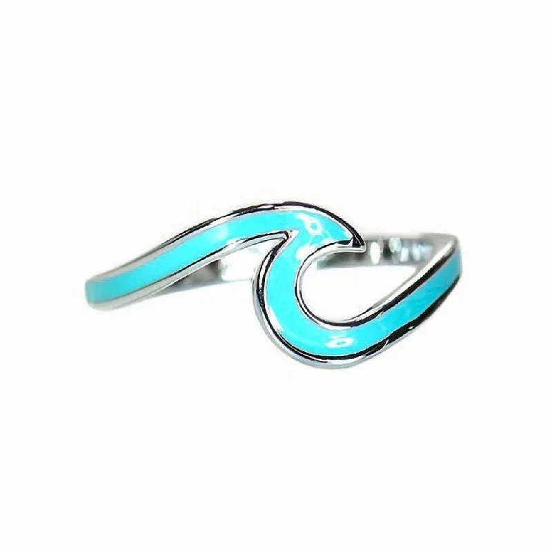 Ladies Horoscope Rings -Pura Vida : Enamel Wave Ring -Silver