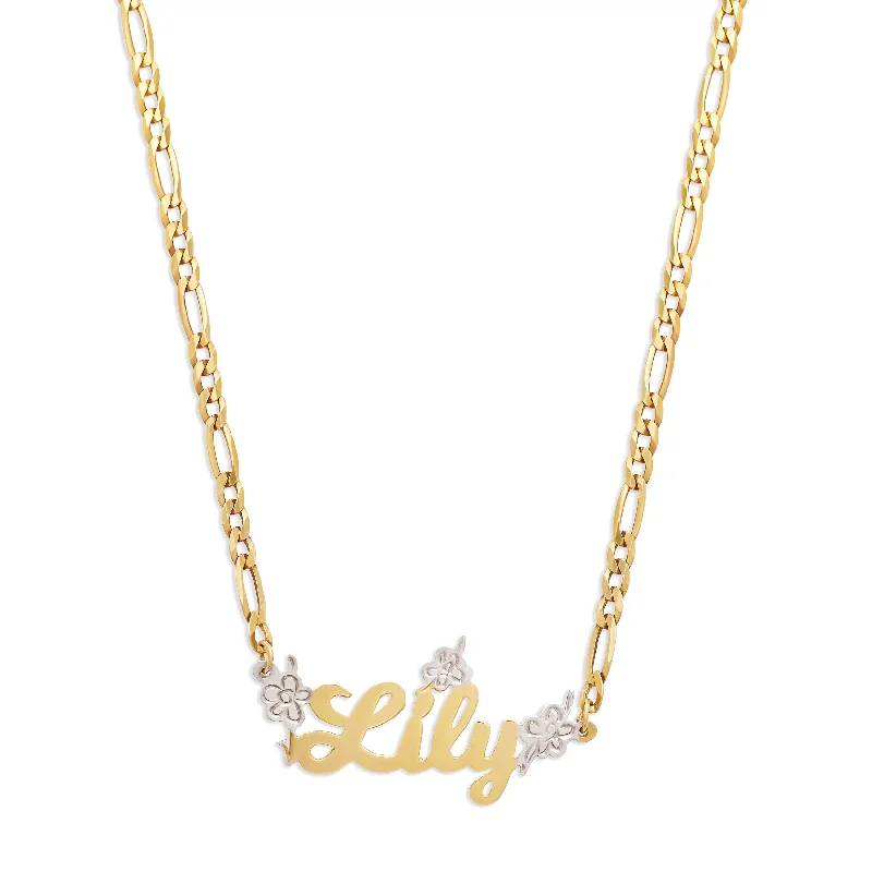 Ladies Necklaces with Cloud Drop-THE FLOWER SCRIPT NAMEPLATE NECKLACE