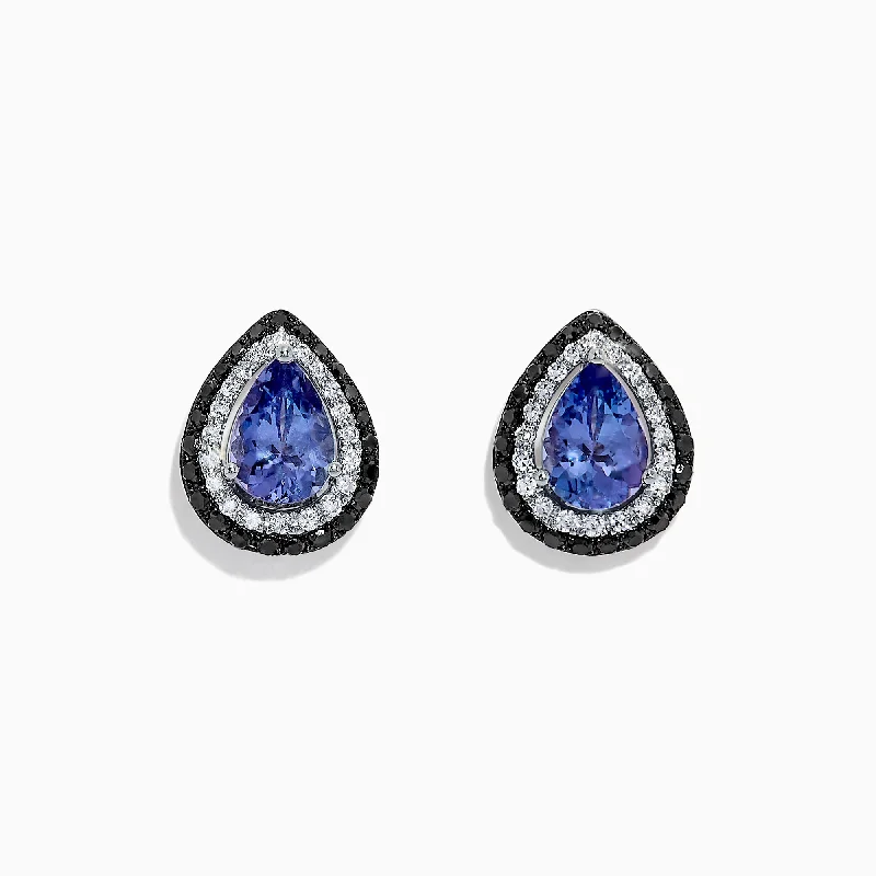 Ladies Earrings with Brown Astrophyllite-Nahla Siri 14K Gold Tanzanite and Diamond Earrings, 1.54 TCW