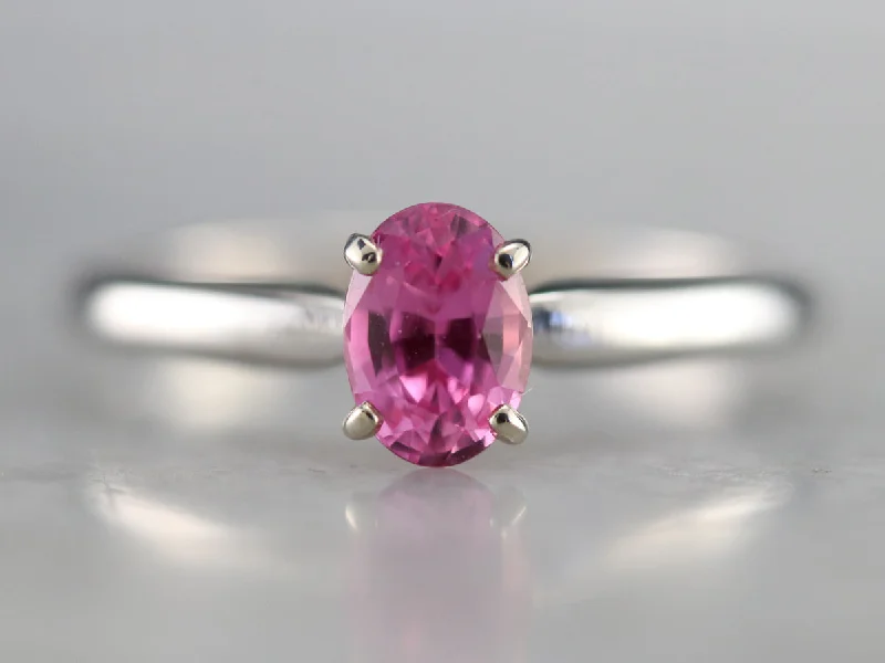 Ladies Engagement Rings with Sanidine Shine-Pink Sapphire Platinum Solitaire Engagement Ring