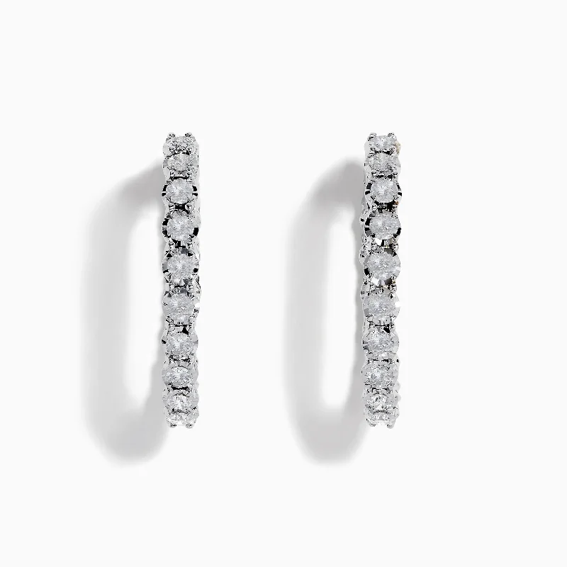 Ladies Earrings with Cross Glow-14K White Gold Diamond Hoop Earrings