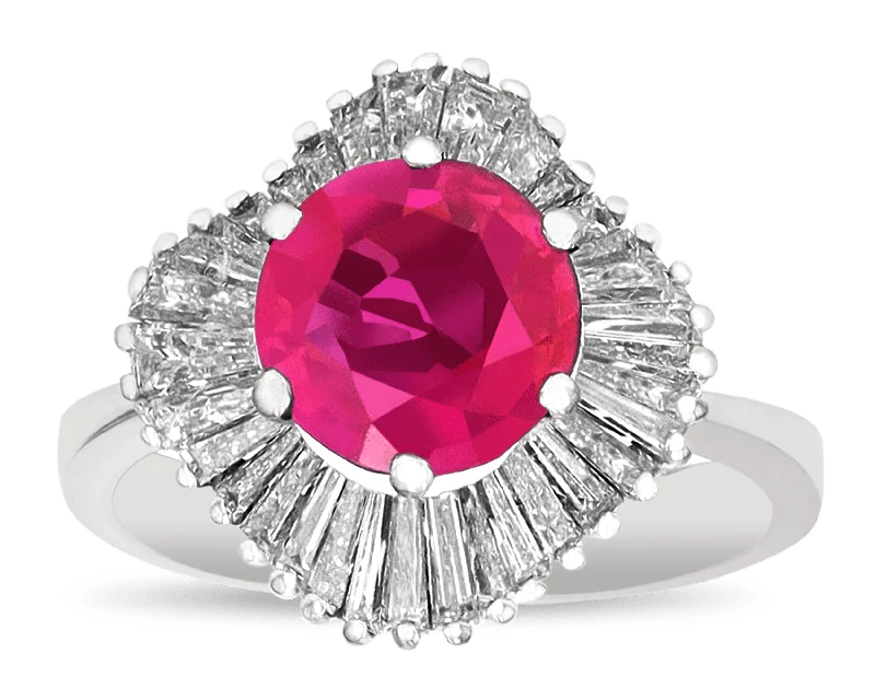 Ladies Cat Rings -Ruby Ballerina Ring, 2.82 Carats