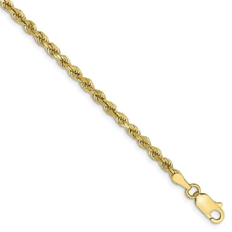 Ladies Extravagant Bracelets -2.75mm 10k Yellow Gold Diamond Cut Solid Rope Chain Anklet or Bracelet