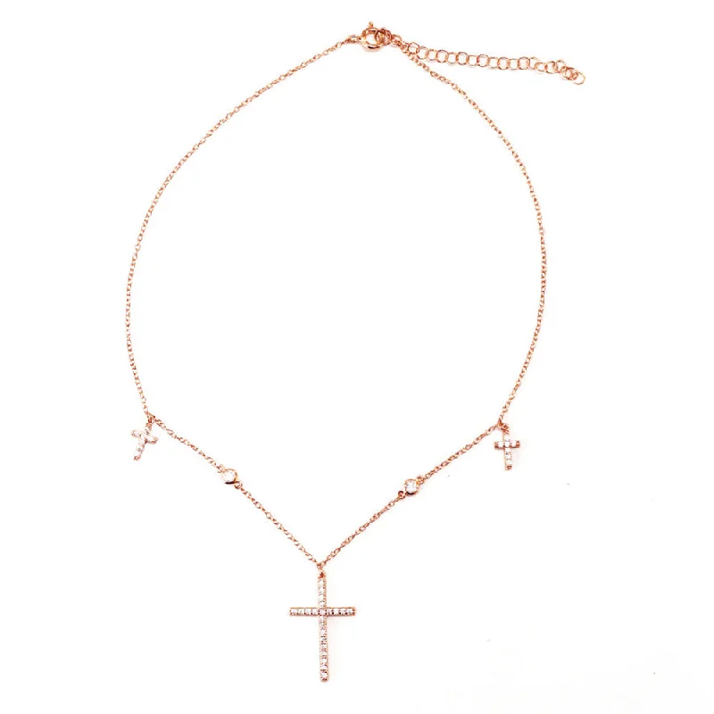 Ladies Necklaces with Gold Sunstone-THE DAINTY CROSS CHOKER NECKLACE