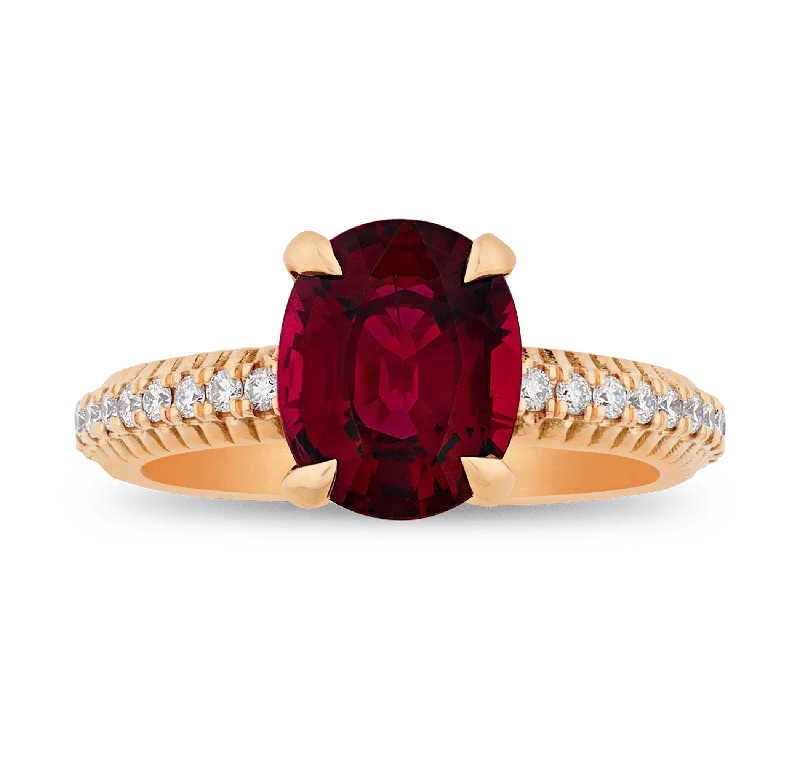 Ladies Star Rings -Fluted Ruby Ring, 3.08 carats