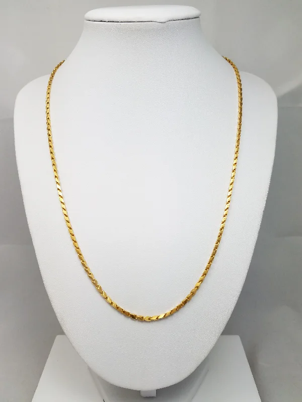 Ladies Necklaces Short Glow-Cool 20" Solid 24k Yellow Gold Fancy Link Chain Necklace