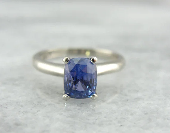 Ladies Engagement Rings Pave Spark-Indigo Sapphire in Simple Solitaire Engagement Ring