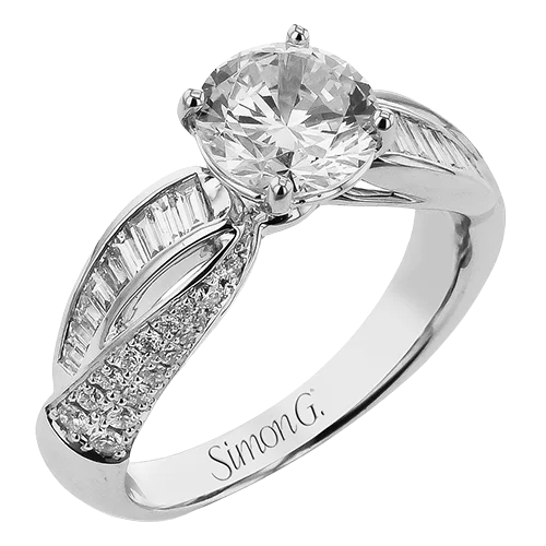 Ladies Engagement Rings Vow Spark-Round-Cut Split-Shank Engagement Ring In 18k Gold With Diamonds LR3182