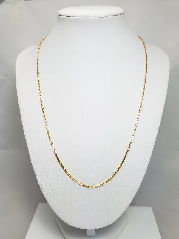 Ladies Necklaces for Mommy Shine-Classic 18k Yellow Gold Solid Box Link 20" Necklace