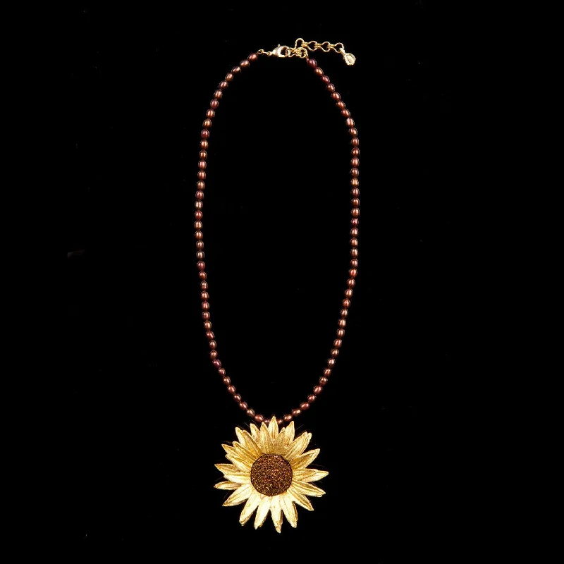 Ladies Necklaces in Bright Gold-Sunflower Necklace