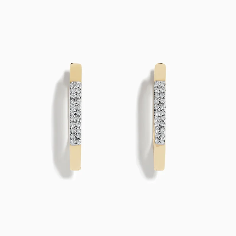 Ladies Earrings with Soft Moonstone-14K Yellow Gold Diamond Geometric Hoop Earrings 0.22 TCW